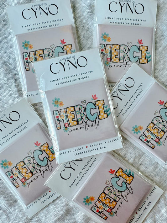PRÉCOMMANDE - Aimant « MERCI pour tout ! » – Motif floral